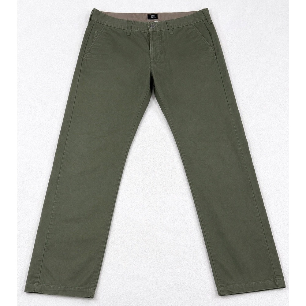 Edwin 55 Chino Pants Men's 32x33 Olive Green Tapered Cotton Casual